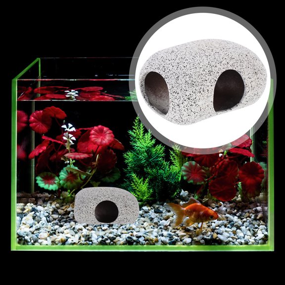 FOMIYES 1Pc Delicate Grey Fish Rest Stone Durable Pottery Clay Aquarium Decor