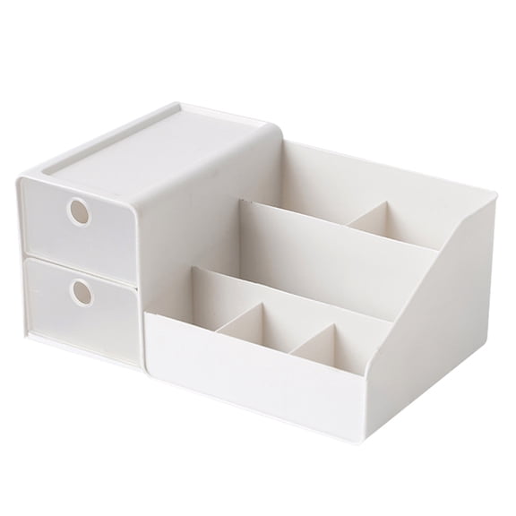 FOMIYES PP Drawer Type Makeup Box White Cosmetic Organizer for Home Storage