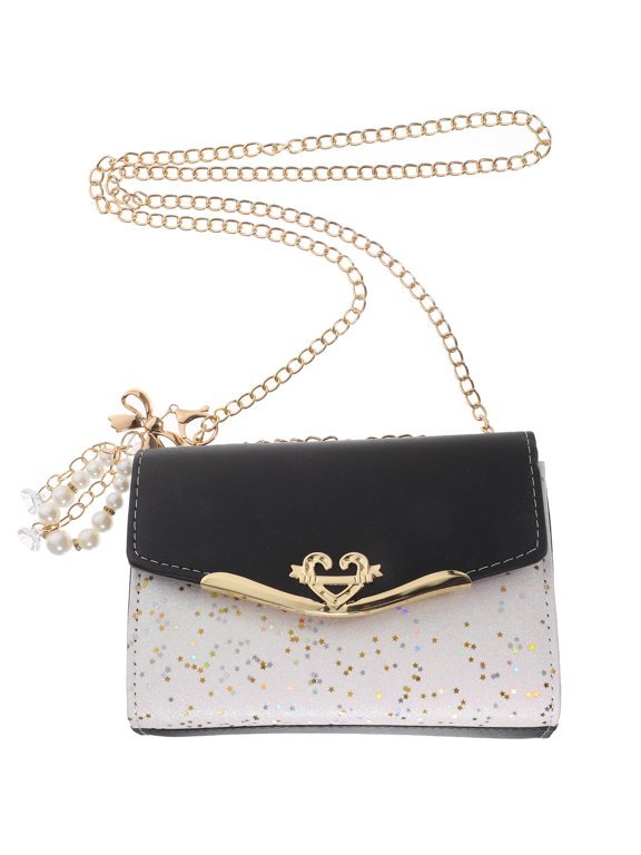 Casual Shoulder Pouch Black PU Durable and Portable with Lock Button 1Pc