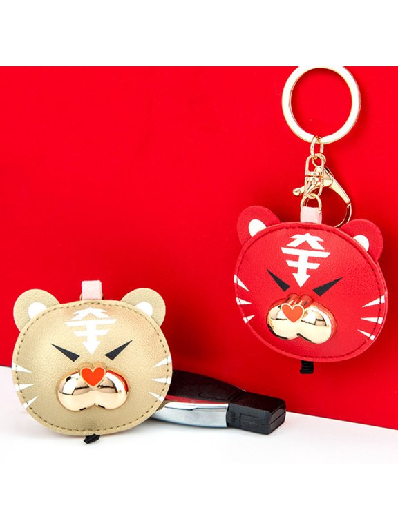 Lovely Tiger Red PU Alloy Keychain Multi-Function Decor 1 Pc