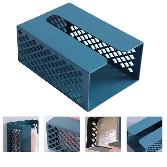 FOMIYES 1Pc Navy Wall Hanging Tissue Case ABS Material No Punching Tissue Rack for Home Use