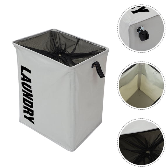 FOMIYES Oxford Cloth Laundry Basket Dark Grey with Wheels for Tidy Storage
