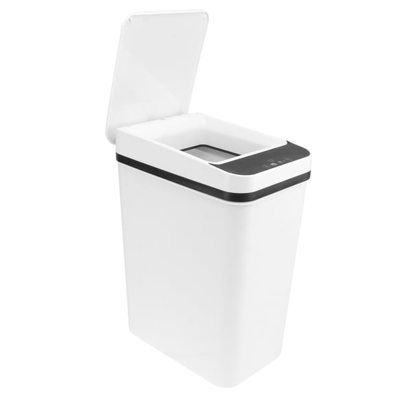 FOMIYES 1Pc White Stylish Waste Bin with Smart Sensor Induction and Sleek Modern Home Design