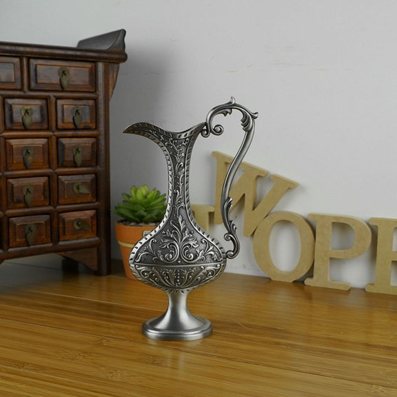 FOMIYES Vintage Style Flower Vase, Artistic Zinc Alloy Metal Craft Ornament for Elegant Home Decor and Table Decoration