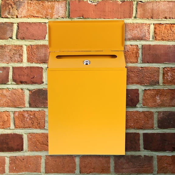 FOMIYES 1Pc Wall Mounted Iron Complaint Box Yellow for Work Unit Letter and Suggestion Storage