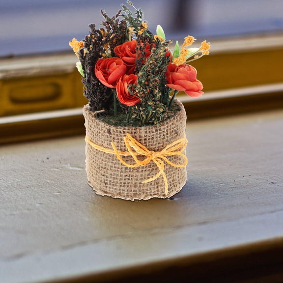 FOMIYES 1Pc Water-Free Faux Plants for Indoors Linen Material Orange Bonsai Tabletop Decor