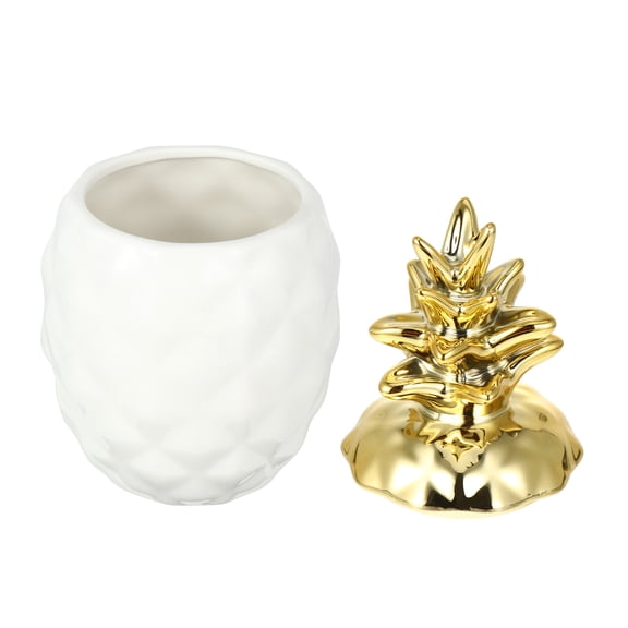 FOMIYES 1Pc White Ceramic Decorative Pineapple Ornament with Lid Jewelry Storage Jar for Home Decor