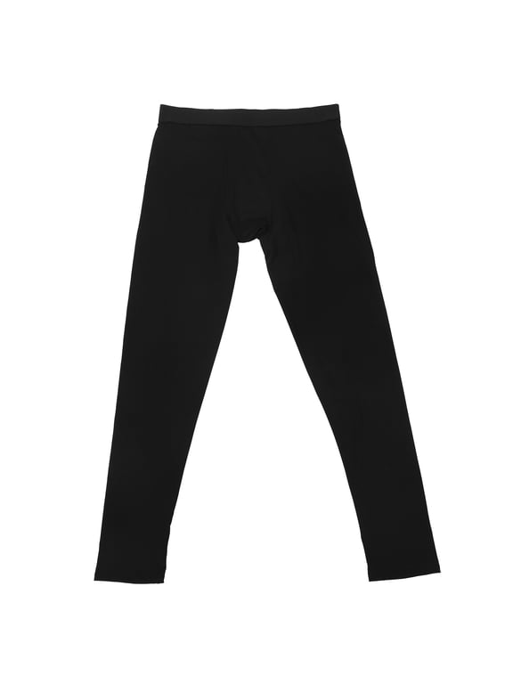 Mens Thermal Leggings Black Breathable Sports Pants Polyester Fiber for Fitness Training