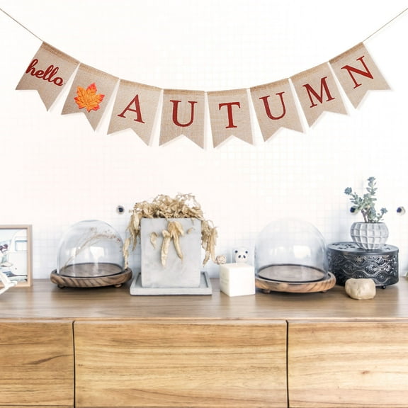 FOMIYES 1Pcs Autumn Bunting Banner Multi and Brown for Fall Festival 13x7in