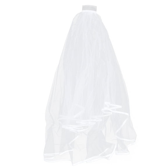 FOMIYES Bridal Veil with Lace Detail, Two-Tier Wedding Veil with Comb, Elegant Bridal Accessory for Weddings