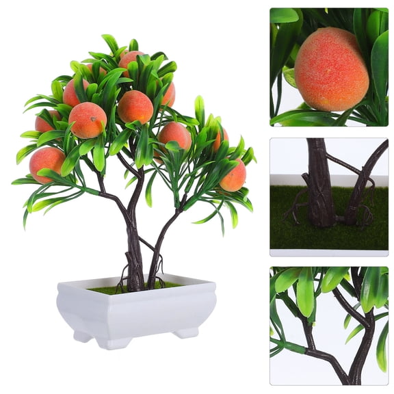 FOMIYES 1Pcs Fake Peach Plants Bonsai Potted Plant Plastic Decorative Indoor Home Environment