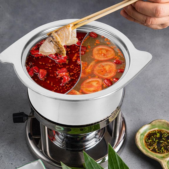 FOMIYES 1Pcs Hot Pot Pan Silver Stainless Steel Portable Cookware Suitable for Restaurant Use