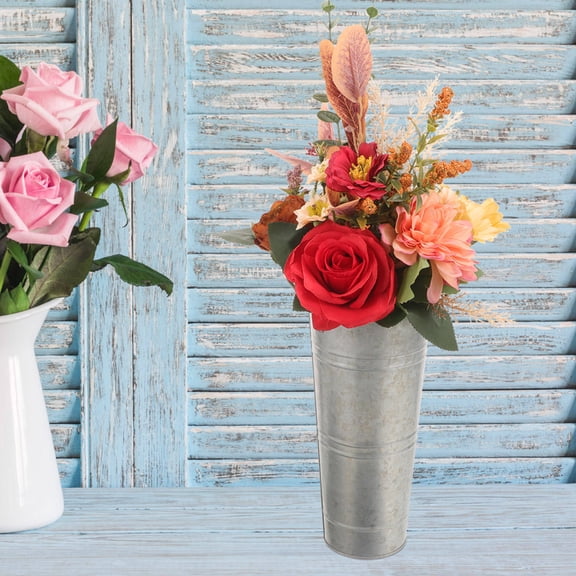 FOMIYES 1Pcs Iron Flower Container Vase Simple Shape Silver Modern Simple Style for Indoor Use Home Decoration