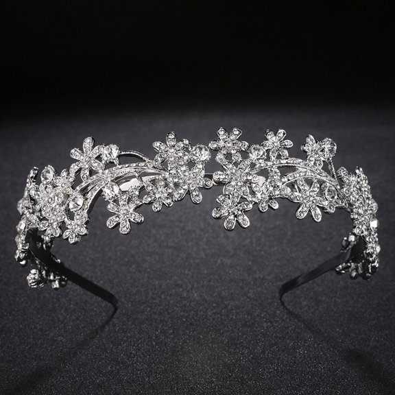 FOMIYES 1Pcs Rhinestone Tiaras Head Band Silver Alloy Hair Accessory For Weddings