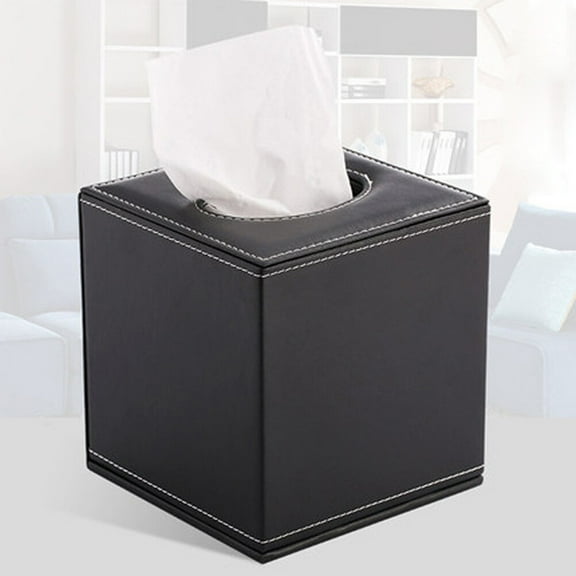 FOMIYES 1Pcs Tissue Box Creative Tissue Box Pu Leather Square Black Paper Organization for Home Use Indoor