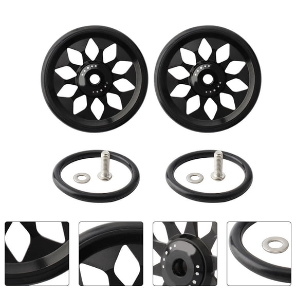 FOMIYES Aluminum Alloy Folding Bike Auxiliary Wheel Set in Black, Compatible with Brompton Folding