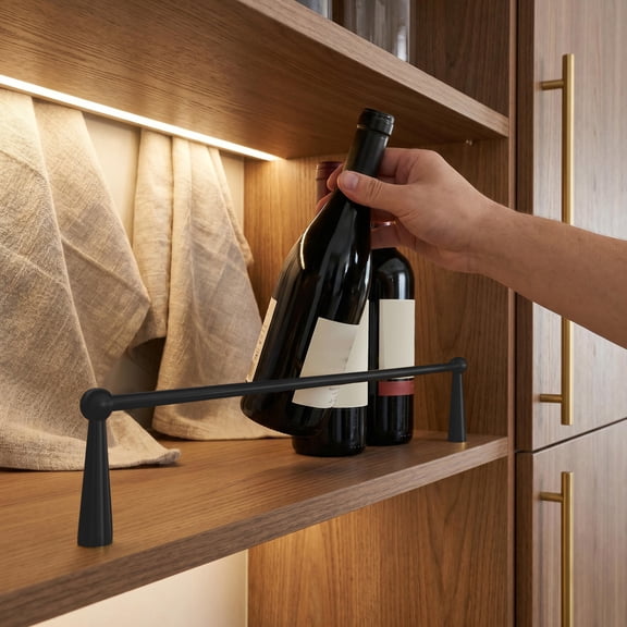 FOMIYES 1Set Black Anti Fall Shelf Rail for Wine Cabinets Cabinet Railing Rods Replacement Hardware