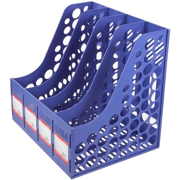 FOMIYES 1Set Blue File Organizer Desktop Cubbyhole Plastic Document Holder Rack