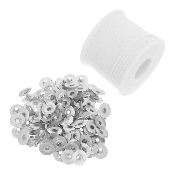 FOMIYES DIY Cotton Core Wick, Braided Roll, Metal Base, Versatile Wax Use, 1Set