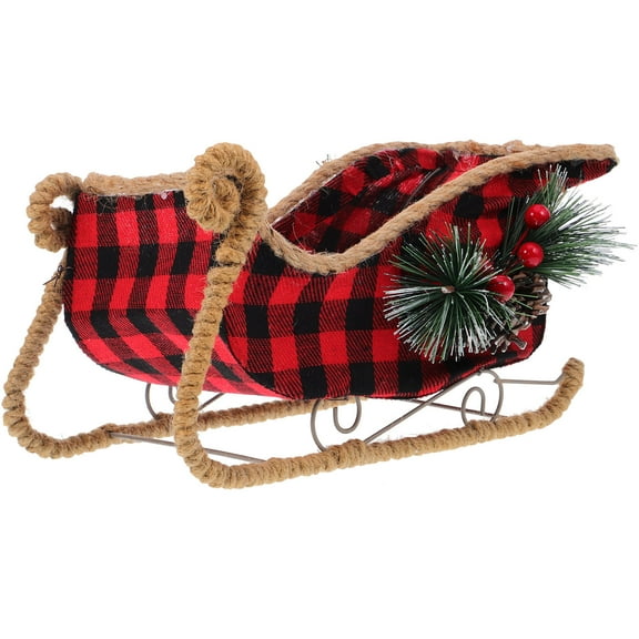 FOMIYES 1Set Desktop Sleigh Decoration Multi Color Iron Cloth Plastic Christmas Tabletop Sleigh Decor 11.4x7.5x5.1in