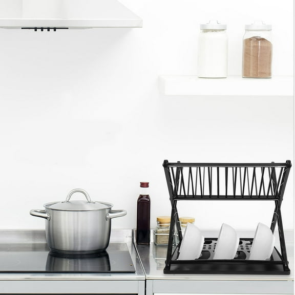 FOMIYES 1Set Dish Rack Compact Drying Display Racks For Kitchen With Draining Storage Organizing Function