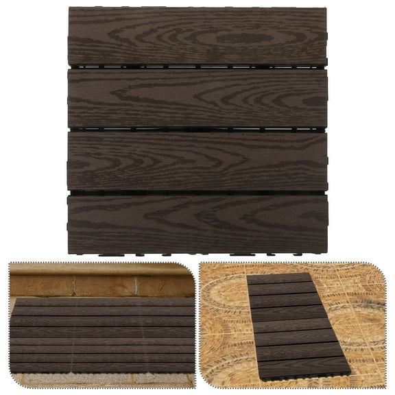 FOMIYES 1Set Interlocking Floor Tiles Chocolate for Courtyard 11.8x11.8x0.9in