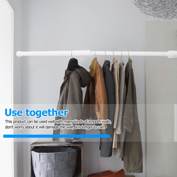 FOMIYES 1Set Flexible Curtain Rod White Extendable Telescopic Rod for Wardrobe Use