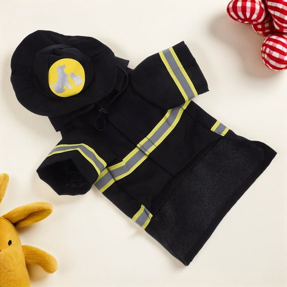 FOMIYES 1Set Pet Dog Clothes Black Performance Costume Firefighter Uniform Style with Comfortable Fabric