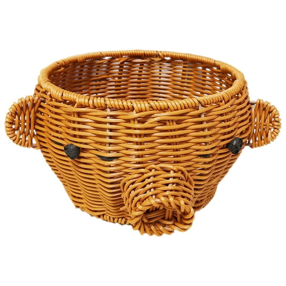 FOMIYES 1Set Pig Head Shaped Fruit Basket Imitation Rattan Woven Storage and Decoration for Hotel Coffee Shop