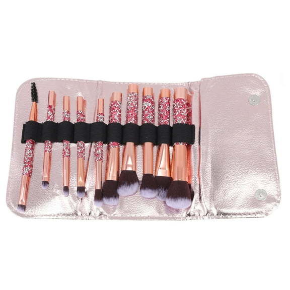 FOMIYES 1Set Pink Rhinestone Blush Brush Loose Powder Cosmetics Makeup Tool Portable
