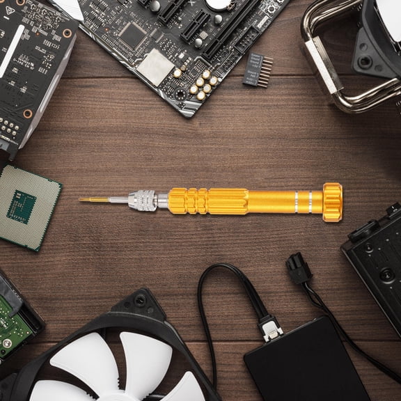 FOMIYES 1Set 5 in 1 Precision Screwdriver Kit Golden Handle with Bits for Electronics Repair