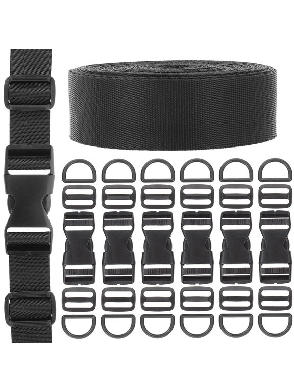 Black Nylon Bag Buckles and D Rings Portable Adjustable for DIY Projects