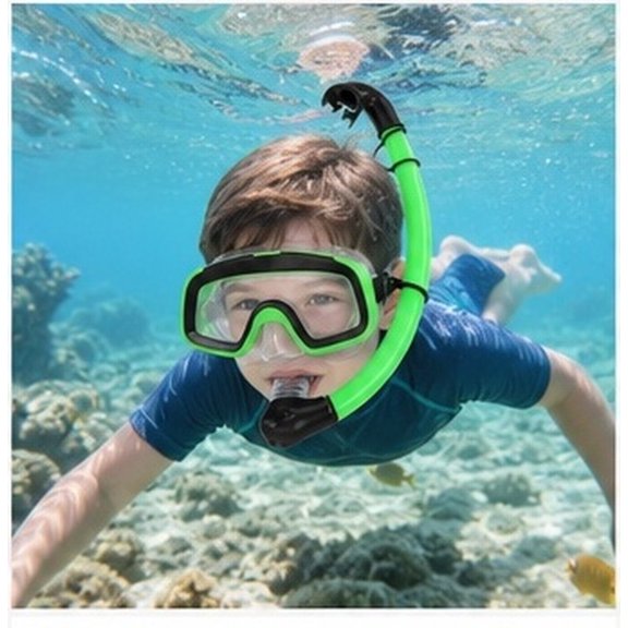 FOMIYES 1Set Stylish Green Snorkel Kit with Comfortable Flippers and Antifog Goggles for Swimming