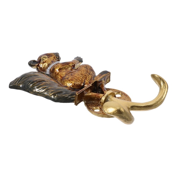 FOMIYES 1Set Unique Golden Metal Wall Hook with Squirrel Design for Hanging Coats Keys and Hats