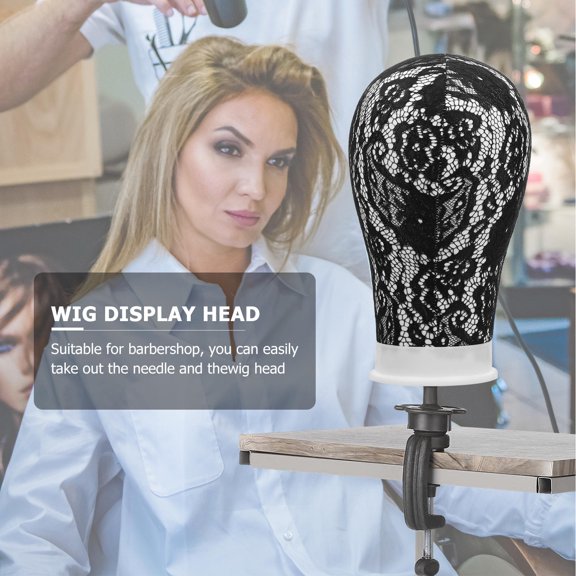 FOMIYES Canvas Block Head with Metal Stand for Wig Making and Display 1Set