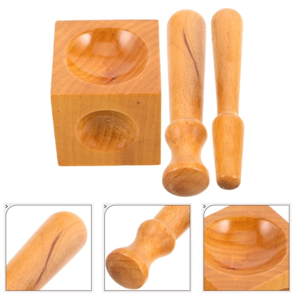 FOMIYES 1Set Wooden Doming Block and Punch Tool for Jewelry Making DIY Craft Supplies