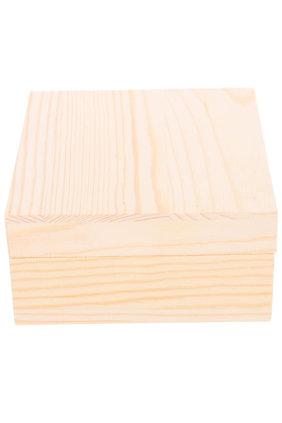 1Set Wooden Jewelry Organizer Box Khaki Rectangular Office Use 13.0X13.0X6.5In