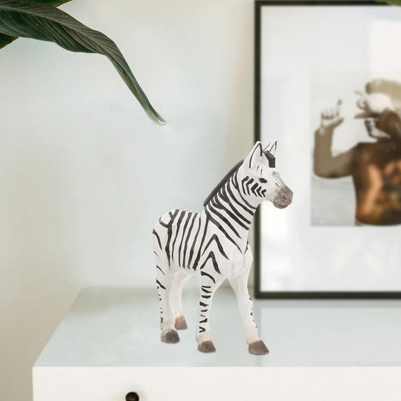FOMIYES 1Set Zebra Statue Table Wood Decor 3D Zebra Shape 16x5.5in For Car