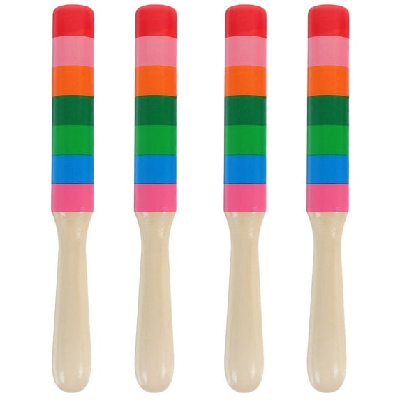 FOMIYES 2 Pairs Rhythm Sticks Wood Percussion Instrument Sticks Portable Musical Instruments Sticks