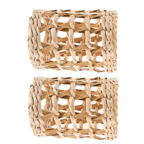 FOMIYES 2-Pack Rattan Cup Sleeves with Floral Pattern, Rustic Decorative Vase Holders for Home and Kitchen Decor
