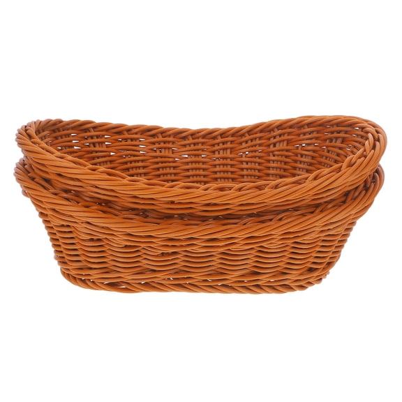 FOMIYES Bread Warming Basket Storage Baskets Plastic Light Brown 2 Pcs