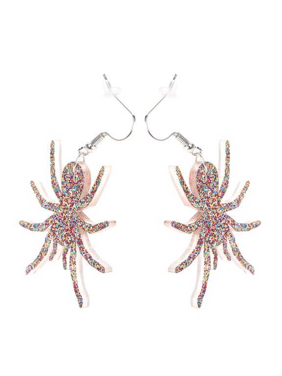 2 Pcs Vintage Spider Dangle Earrings Acrylic Multi Colored Dance Performance Accessory