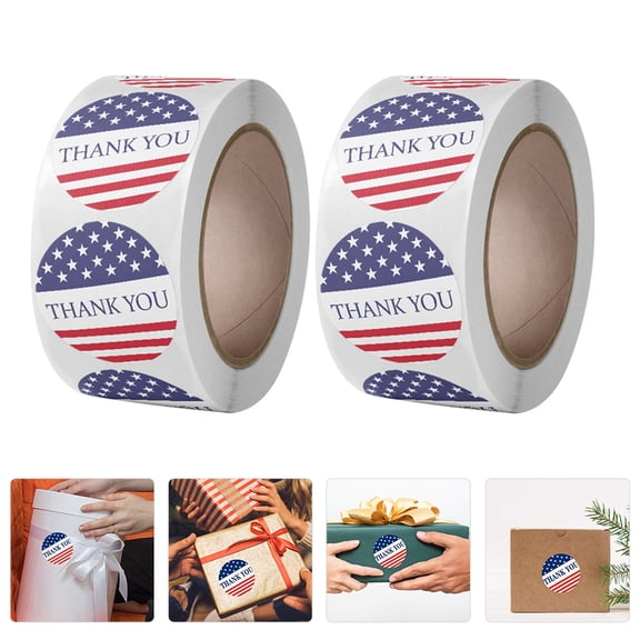 FOMIYES 2 Rolls of 1000Pcs Independence Sticker Paper Round Decals for Election Day
