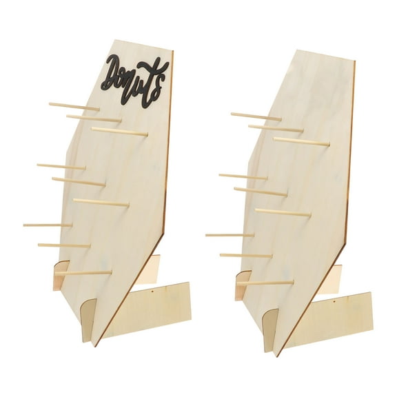FOMIYES Donut Display Stands Wood Color 2 Sets 13.56X13.56X0.08Inch