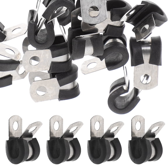 DECORNIJIA U-Shaped Clamp Cable Clamps Black Rubber 20Pcs