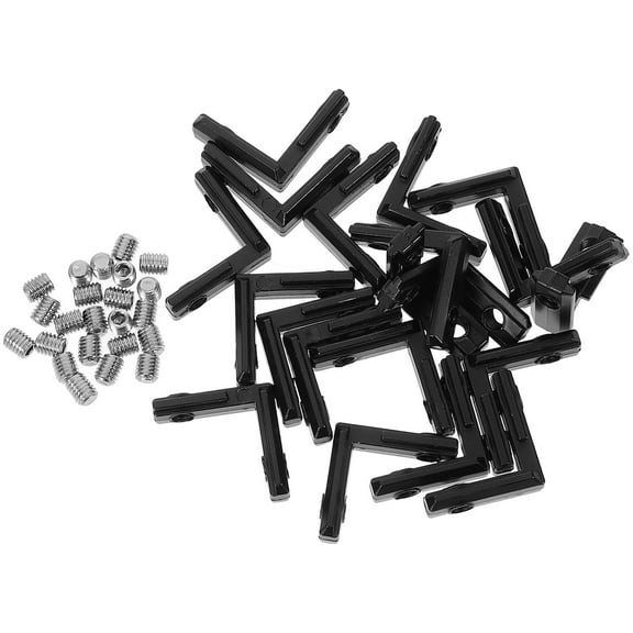 FOMIYES 20 Sets Corner Fittings Profile Brackets Outdoor Shelf Braces Black