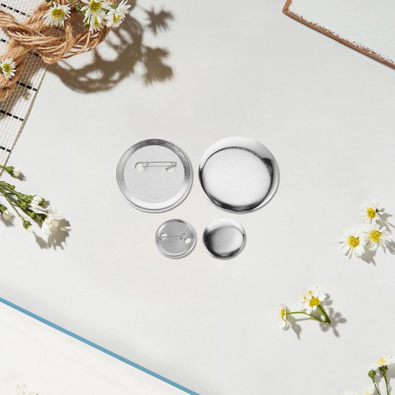 FOMIYES 200Sets Round Metal Button Badge Kit White Pin Back Button Parts for DIY Badge Making Supplies