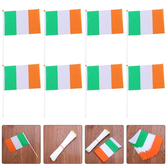 FOMIYES 20Pcs Hand Waving Ireland Flags Polyester Patriotic Flags for Cheering and Public Events