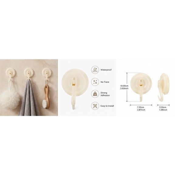 FOMIYES 20Pcs Lightweight Beige Plastic Mask Hooks Suction Cup for Household Walls