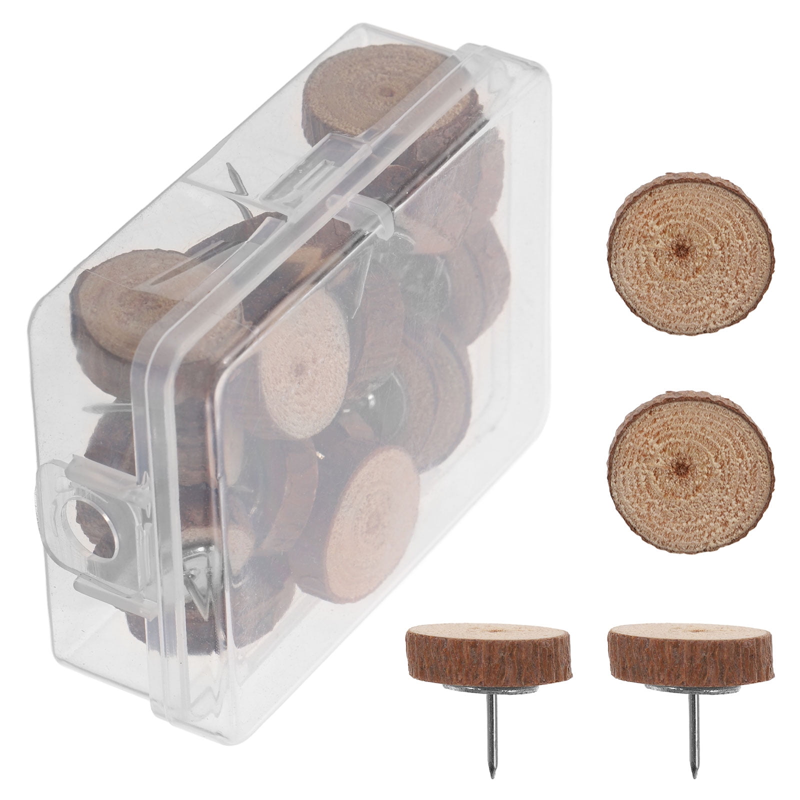 FOMIYES 20Pcs Reusable Wood Push Pins for Cork Board Decorative ...